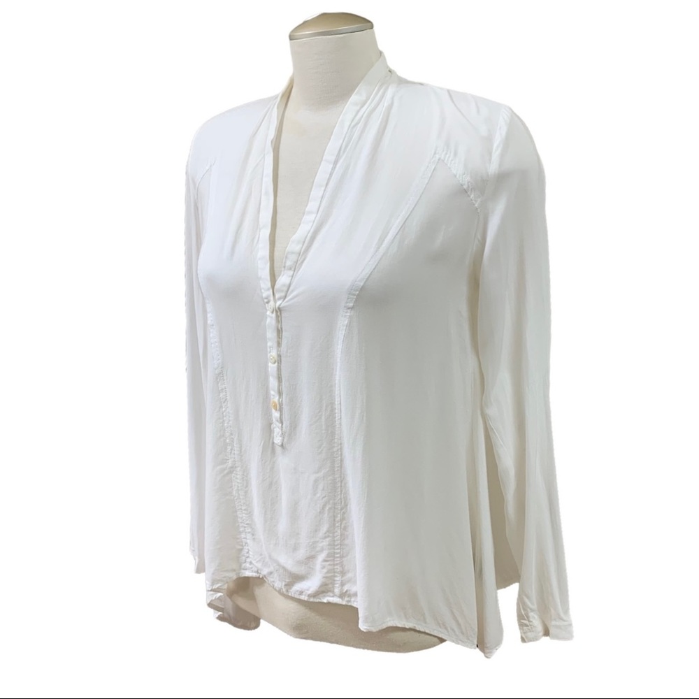 Twig white Comfy Lightweight V-neck 3/4 Sleeves Blouse Size Small